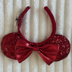 Disney  Parks Red Sequin Minnie Ears with Bow Photo 0