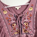 Oddi  Women’s Long Sleeve Cranberry Ruffles Baby Doll Blouse Embroidered Top Sz L Photo 1