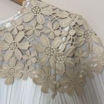 Lulus Westwind White Lace Pleated Tiered Chiffon Dress Crocheted Floral Top Sz L Photo 8