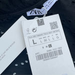 ZARA RUFFLED ASYMMETRIC TOP BLACK EYELET Size L Photo 8