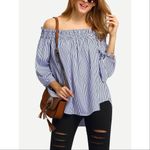 ✨2xHP✨Shirred Off The Shoulder Tie Cuff Blouse✨ White Size M Photo 2