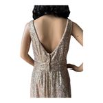 David's Bridal sequin v-neck bridesmaid dress with satin piping gold size 8 Photo 8