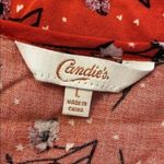 Candie's  Red Floral Tie Front Blouse Size L Photo 2