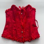 Lace up Hook and eye Red corset ruffle trim Medium Photo 1