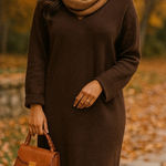 The Frankie Shop  Designer Wool Cashmere Midi Sweater Dress M/L Brown Cozy Lagenlook Photo 0