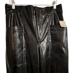 Free People Black Patent Leather Star Crossed Lovers Wide Leg Pants Sz 12 NWT Photo 1