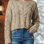 Free People Cozy Cabin Sweater Chunky Knit Cropped Small Photo 0