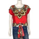 Walker Boutique Boho Floral Tie Front Crop Top Red Multicolor Festival Size S Photo 1