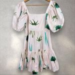Oliphant Bubble Skirt Smocked Mini Dress‎ In Frond Green Palm Sz XXS Photo 3