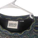 Chico's Medium Metallic Artsy Boho Multicolored Blue Disco Party Blouse Photo 4