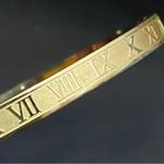 Hinge Stainless Steel Gold-tone Roman Numeral Cuff  Bangle Bracelet Photo 3