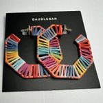BaubleBar  Reinette Raffia Rainbow Hexagonal Hoop Earrings Multi Color NWT Photo 1