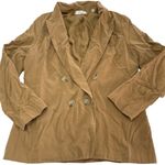 Vince Blazer Womens 12 Tan Drapey Twill Jacket Double Breasted Oversized Tencel Photo 2
