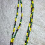 Beaded Glass & Wood Necklace 26in Purple Photo 4