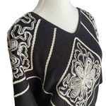 Vintage Savior Sweater USA Black Knit Floral Applique Statement Lagenlook Sz 14 Photo 1