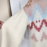 SO  Turtleneck Knit Dress Sweater Ivory Pink Oversized Size M Photo 14