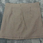 Brown Houndstooth Stretch Check Grunge Sexy Micro Mini Womens Skirt Size L Size L Photo 0