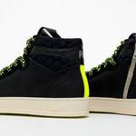 P448  Taylor Mid Top Sneaker Black Gum Yellow Leather Size 8/38 Zip Streetwear Photo 4