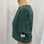 BP  Split‎ Neck Ribbed Short Sleeve Crop Top in Green Trekking Bella Stripe Photo 2