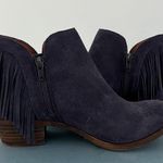 Lucky Brand Benji Blue Suede Fringe Western Ankle Booties Photo 2