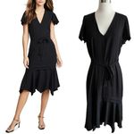 Amanda Uprichard Graciela Midi Dress Black Belt Cap Ruffle Sleeves NWT Large Photo 10