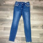 INC International Concepts Skinny Jeans Tweed Fringe Side Mid Rise Size 0 NWT Blue Photo 4