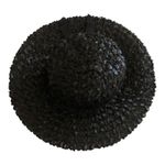 Vintage Suzy Hat Black Woven Straw Wide Brim With Ribbon Accent Women's Medium Photo 13