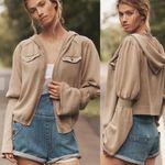 Anthropologie Pilcro Bell Sleeve Open Front Hood Sweater Band Sleeve Tan XL Photo 1