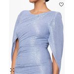 Betsy and Adam  Metallic Cape Gown Size‎ 12 Metallic Shimmer Silver Blue Photo 1