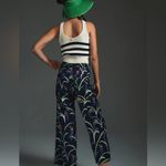 Anthropologie Maeve, The Colette Cropped Wide-Leg Pants, Navy Floral, Size 28P Photo 1