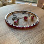 Sterling Silver Pink Tennis Bracelet Necklace Earring Set Emerald Cut Clean Girl Photo 1