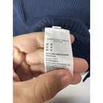 American Eagle  Women’s Medium Navy Ribbed Knit Collared V Neck Long Sleeve Photo 6