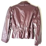 wilson's leather Wilsons Vintage Burgundy Leather Puff Shoulder Fitted Leather Jacket Size 12 Photo 1
