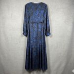 Susan Graver  Occasion Dress 1X Blue Black Floral Wrap Midi Elegant Wedding Guest Photo 2