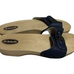 VTG Dr Scholls Sandals Original Wooden Exercise Clog Navy Made in Italy 8 US NEW Blue Photo 0