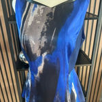 Tahari  blue lined blouse top with leather accent size small classy office wear Photo 0