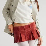 Free People  Pleated Micro Mini Cord Skort in Roasted Russet Size 0 Low Rise Y2K Photo 0