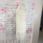 Ark & Co. Women's Lace Fringe Cream Chiffon Sleeveless Mini Shift Dress Size S Photo 9