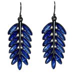 Sam Edelman NEW - Stunning Blue Rhinestone & Gunmetal Feather / Leaf Statement Earrings Photo 0