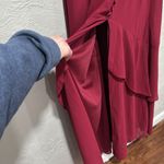Lulus Lulu’s Pour the Champagne Burgundy Ruffled Backless Maxi dress Photo 4