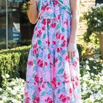 J. Marie Claire Floral Dress Print Bow Square Neck Sleeveless Midi Tiered size M Green Size M Photo 1