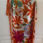 Binoux Terner Floral Silk Scarf Orange Pink Blue Green Women's Accessory Photo 0