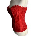 Fredericks Hollywood Dream Sweetheart Corset 32 Red Jacquard Lace Hook Closure Photo 6