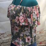 Billabong Off-The-Shoulder Cold Shoulder Ruffle Neckline Floral Print Top Photo 2
