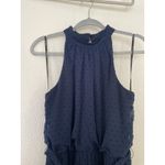 Julia Jordan  Navy Blue Swiss Dot Mock Neck Maxi‎ Dress Size 4 Photo 6