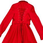 Anthropologie  Elevenses Red Corset Lace Up Trench Coat Photo 7
