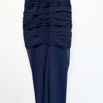 Halston Heritage NWT  Sleeveless High Neck Fitted Ruching Dress Gown Navy 8 Photo 7