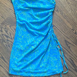 SheIn Blue Floral Ruched Dress Photo 0