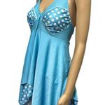 Hula Honey Blue Polka Dot Halter Tie Layered Tankini Top Womens Plus Size 3X Photo 3