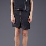 Helmut Lang women’s peak jacquard cropped leather moto biker vest size P Photo 6